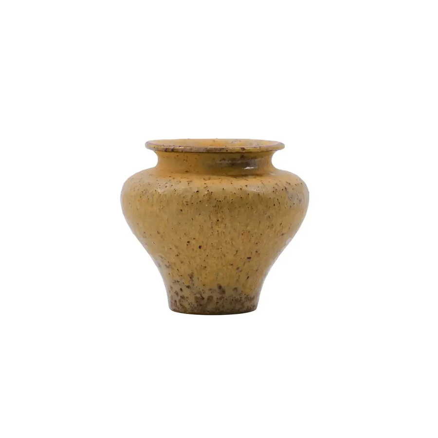 House Doctor Vase Kolo aus Steingut in Senfgelb mit gesprenkeltem Design, Höhe: 9,5 cm, Breite: 9,5 cm, Tiefe: 8,5 cm - Bild 1