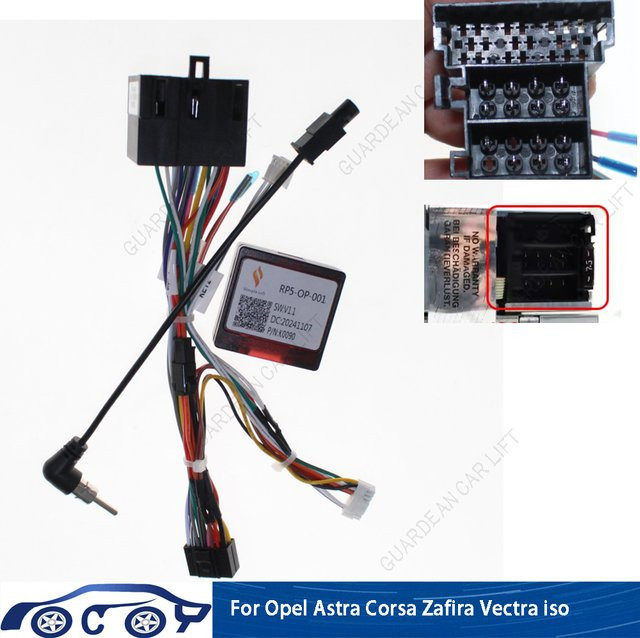 KARUISI Autoradio-Kabeladapter für Opel Astra G Corsa C Zafira A Vectra B in Schwarz mit 16-Pin-Kabelbaumadapter und CANBUS-Stereoanschluss - Bild 1