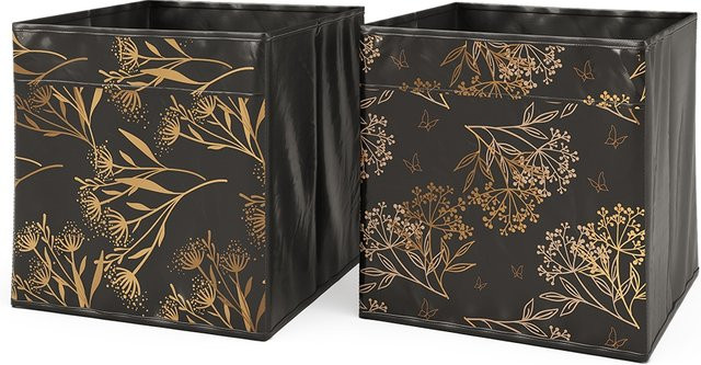 Vicco Faltbox Aufbewahrungsbox aus Hartkarton in Schwarz Gold Floral - Bild 1