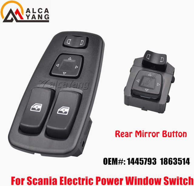 Malcayang Elektrischer Hauptfensterschalter und Spiegelreglerschalter für Scania Autozubehör, Schwarz, 1445793 1863514 - Bild 1