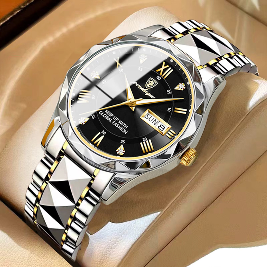 POEDAGAR Armbanduhr, Quarz, Edelstahl, Schwarz, Herren - Bild 2