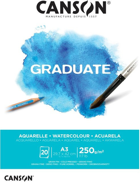 Canson Graduate Aquarellpapier Fein A3 Naturweiß 20 Blatt - Bild 1