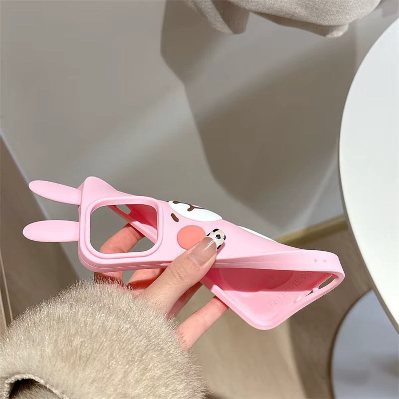 Niedliche Silikonhülle mit rosa Kaninchen-Design für iPhone 16 15 14 13 Pro Max Plus und Pro von OLPAY - Bild 2