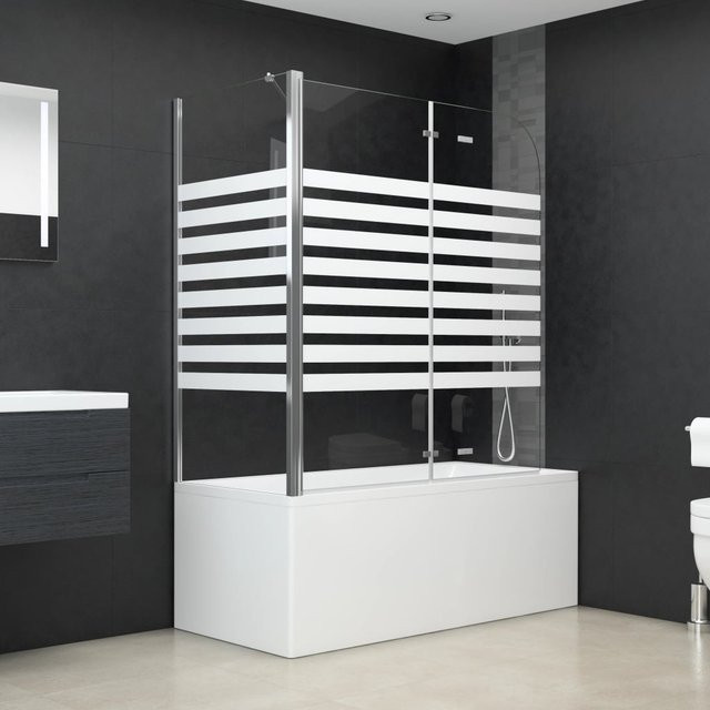 Vidaxl Duschwand für die Badewanne aus gehärtetem Glas mit Streifenmuster, B/T/H: 120 x 68 x 130 cm - Bild 1