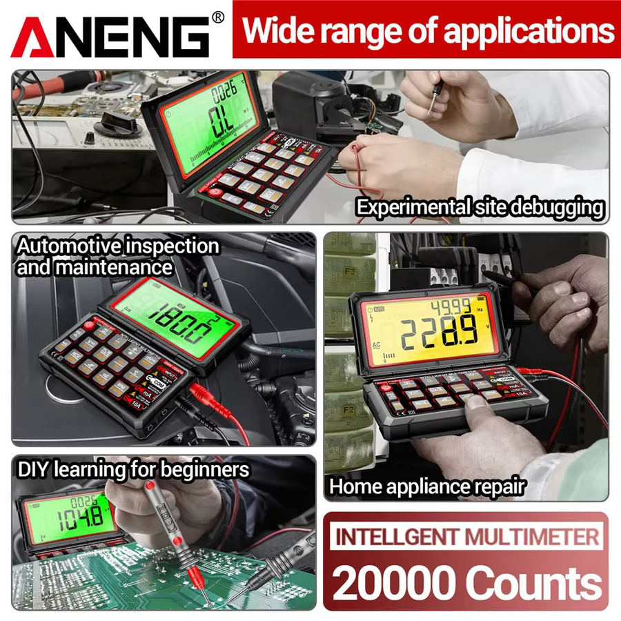 ANENG 623 Digitales Auto-Multimeter in Schwarz für Motordrehzahl, AC/DC Spannung, Strom, Widerstand und Kapazität - Bild 4