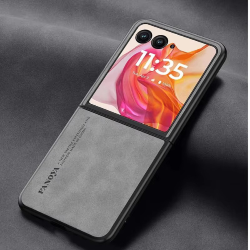Luxuriöse Business-Schafsleder-Klapphülle für Motorola Moto Razr in Schwarz - Bild 4
