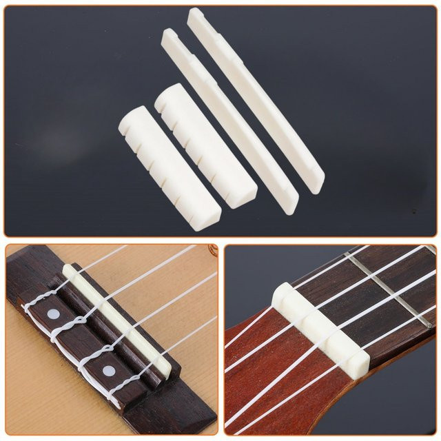 Miwayer Set aus 4 Knochensteg-Sattelmuttern für 6-saitige Akustikgitarren aus Rindknochen in Weiß - Bild 1