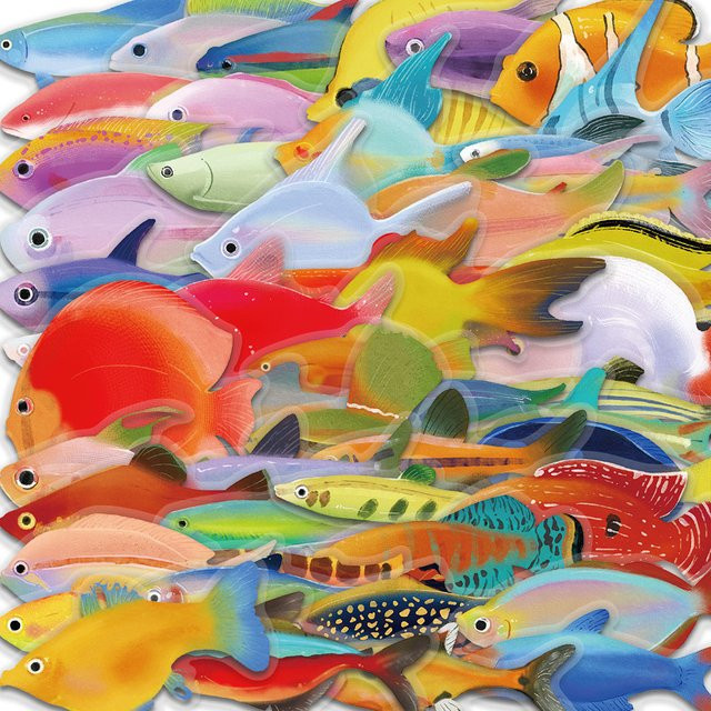 50 Stück PickJoy Fisch Aufkleber transparent und mehrfarbig wasserfest für Laptop Skateboard und Gepäck - Bild 1