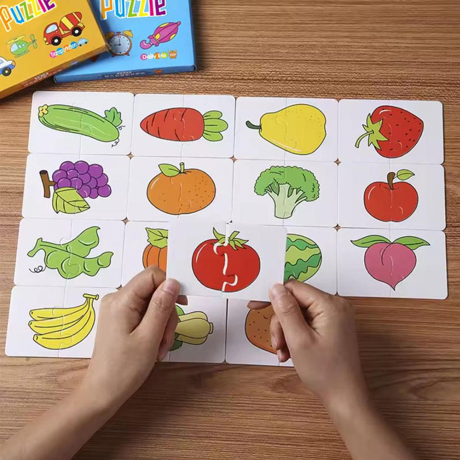 Yiran toy Karten-Zuordnungsspiel LKW Frucht Tier Puzzle-Set 16-teiliges Set grün - Bild 2