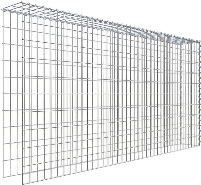 Gabiona Anbaukorb Typ 4 aus Stahl in Silbergrau, B/H/T: 100 x 200 x 20 cm, Maschenweite 5 x 10 cm - Bild 1