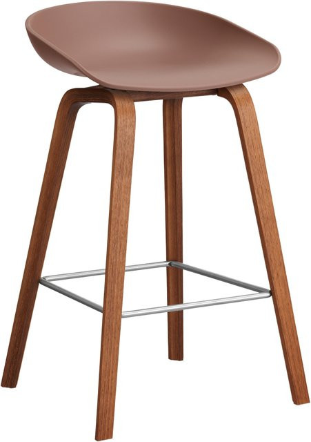 HAY About A Stool AAS 32 Hocker in Rot mit Eichenholz oder Walnussholz und Polypropylen - Bild 1