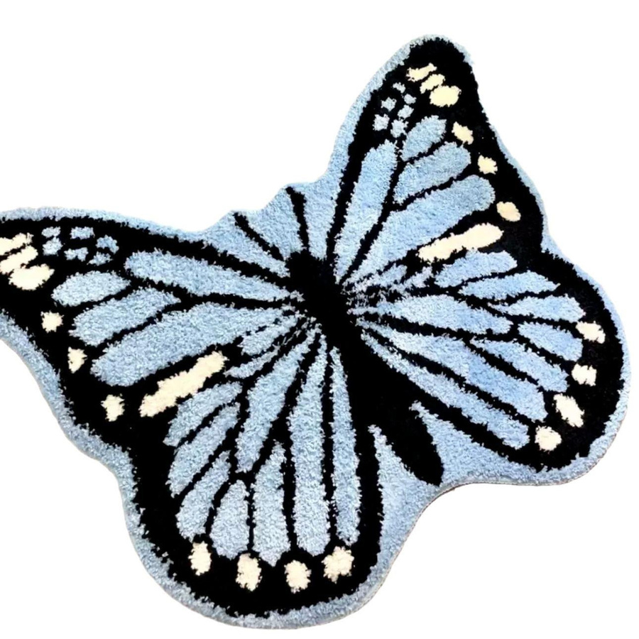 Schmetterling Teppich von Yiran Furniture in Blau, Schmutzabweisend und Verdickt, B/T: 70 x 80 cm - Bild 2