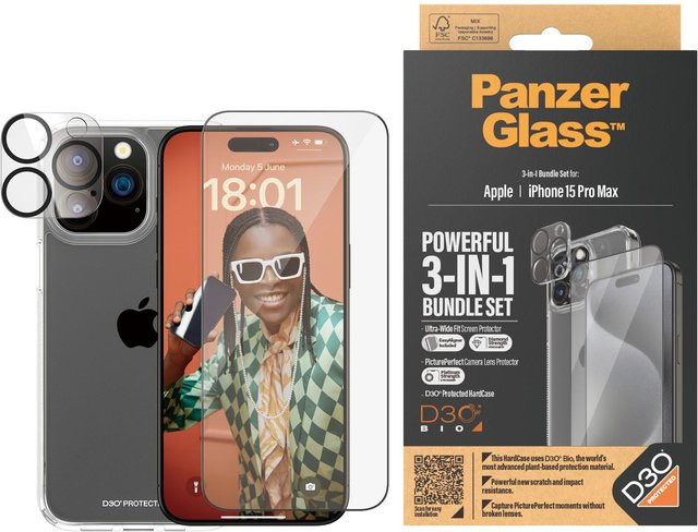PanzerGlass 3-in-1 Schutzset für iPhone 15 Pro Max in Transparent - Bild 1
