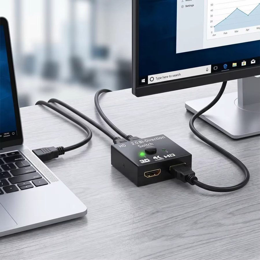 LccKaa Bidirektionaler HDMI Switch 2.0 Adapter 2-in-1-Out Konverter in Schwarz für PS4 Pro/4/3 und TV Box, 4K Auflösung - Bild 4