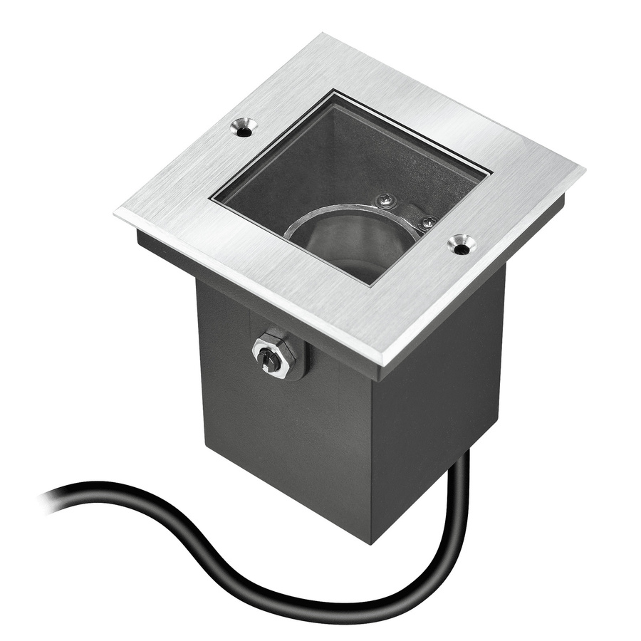 Luxvenum Bodeneinbauleuchte Area GU10 in Edelstahl Silber, schwenkbar, IP67, eckig inklusive Betondose - Bild 1