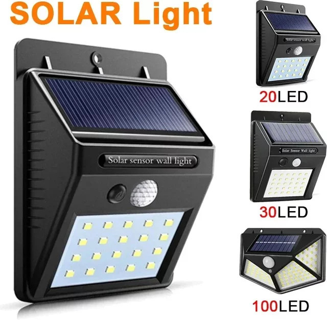 XIWANGFIRE LED Solar Wandleuchte mit PIR Bewegungssensor, Wasserdichte Solar Lampe für Garten und Außenbereich, Schwarz - Bild 1