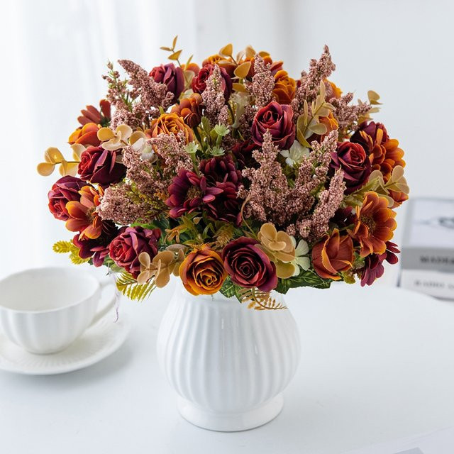 ZQCY Künstliche Rosen aus Seide in Pink und Multicolour für Hochzeitskranz und Tischdekoration - Bild 1