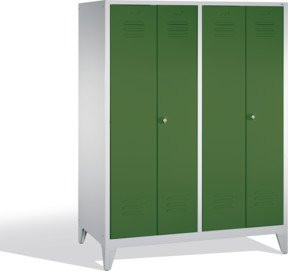 C+P Doppelspind Classic Garderobe mit 4 Abteilen, Front Resedagrün und Korpus Lichtgrau, H: 185 cm, B: 159 cm, T: 50 cm - Bild 1