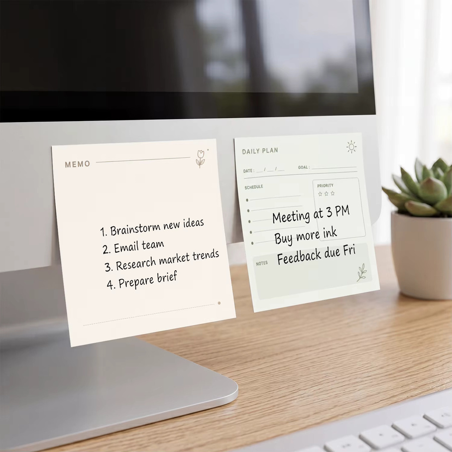4 Stück minimalistische Planer-Haftnotizen mit Raster-Design in Weiß, insgesamt 200 Blatt, B/H: 7,5 x 7,5 cm - Bild 3