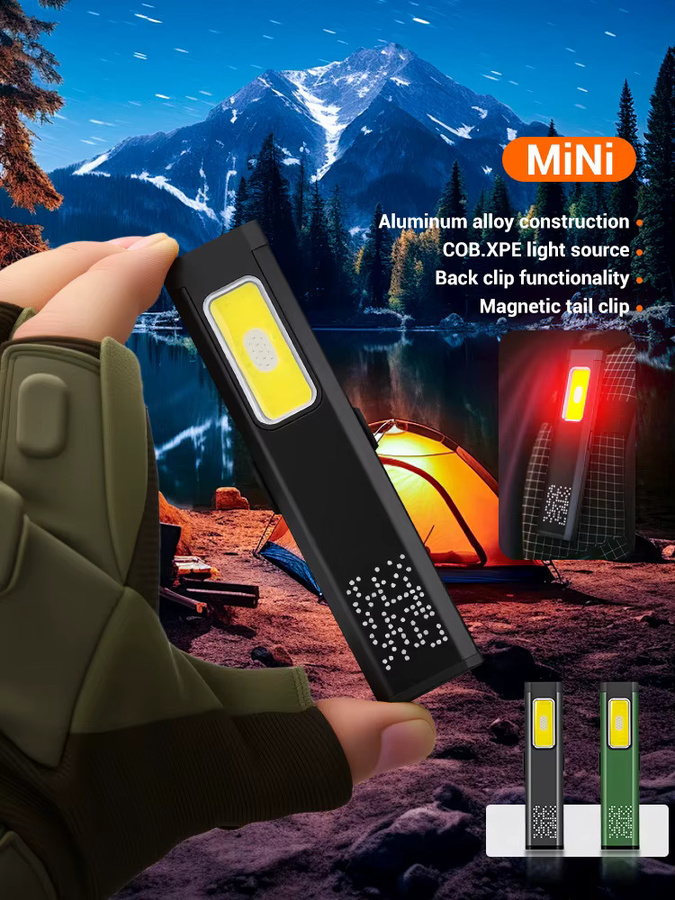 NEWBIRTH LED COB Schlüsselanhänger Taschenlampe, 650 Lumen, USB-C wiederaufladbar, magnetische EDC Taschenlaterne in Schwarz - Bild 5
