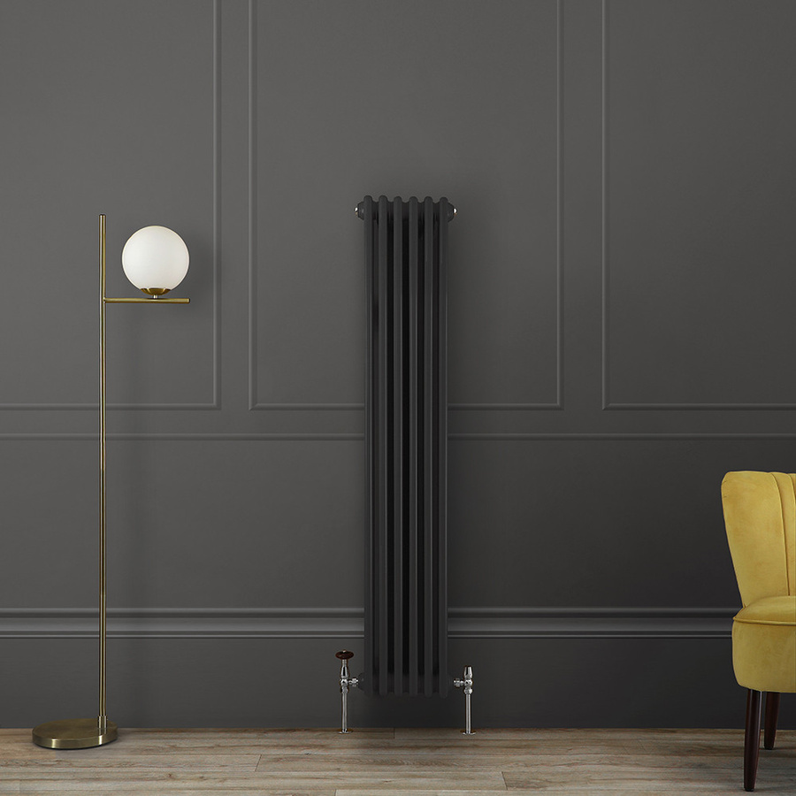 Retro Gliederheizkörper Hudson Reed, 2-säulig, vertikal, Farbe: Carbon Grau, Höhe: 150 cm, Breite: 29 cm - Bild 1