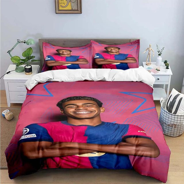 LjqFourteen Bettwäsche-Set Spanien Fußball Lamine Yamal Design, Farbe Rot, B/H: 250 x 220 cm - Bild 1