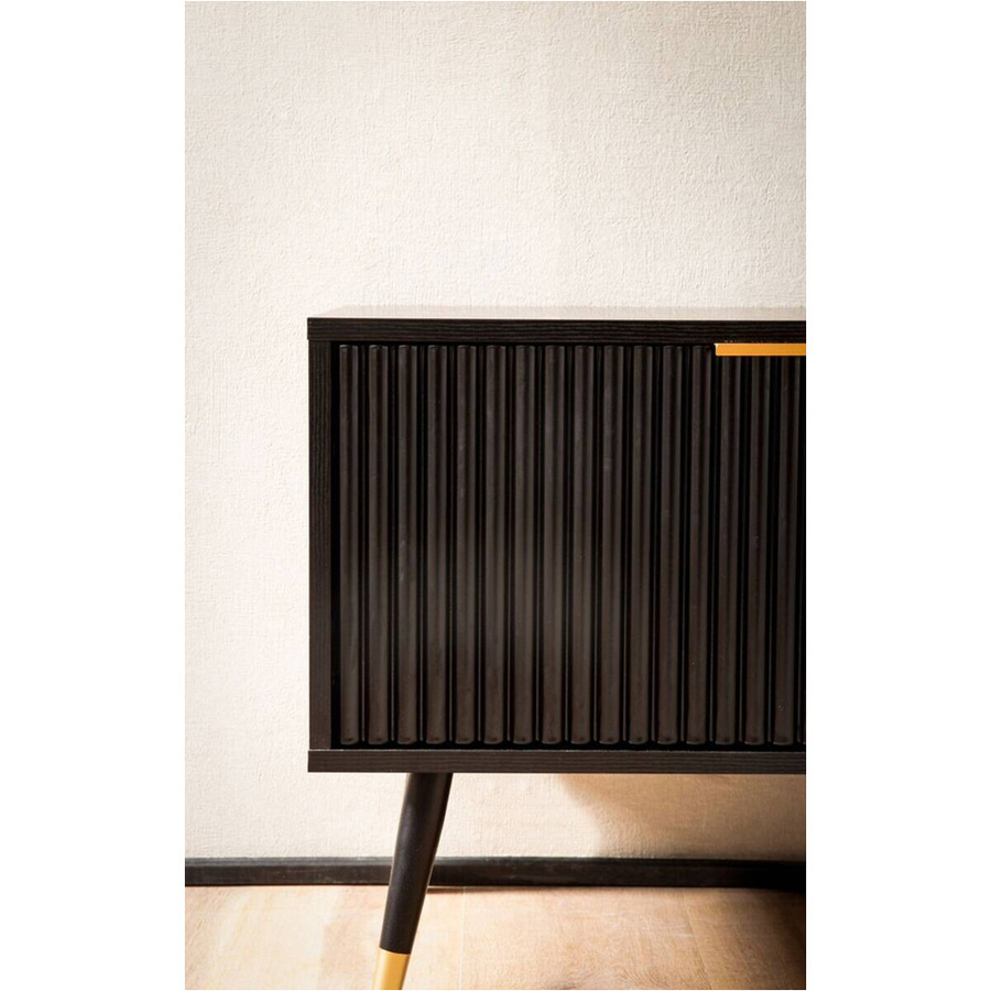 Modernes Lowboard in Schwarz matt aus Holz und Metall, B/H/T: 150 x 51 x 39 cm - Bild 3