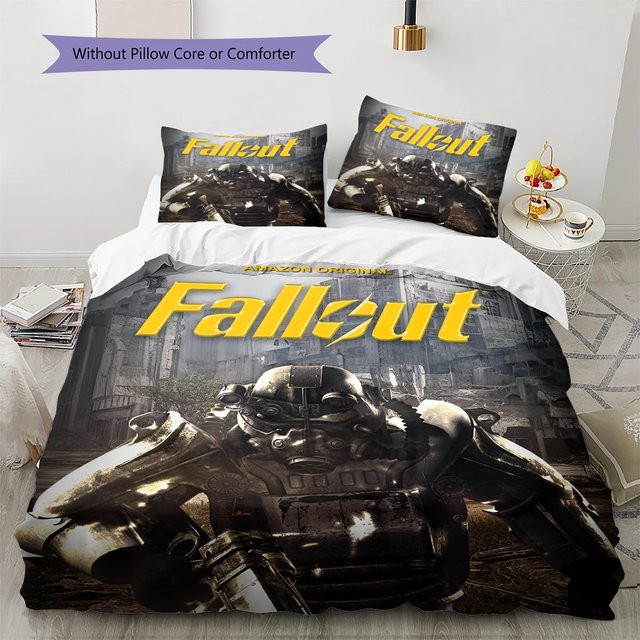Bettwäsche-Set Dear YuZong mit Fallout-Muster, bestehend aus 1 Bettbezug und 2 Kissenbezügen, Mehrfarbig, B/H: 135 x 200 cm - Bild 1