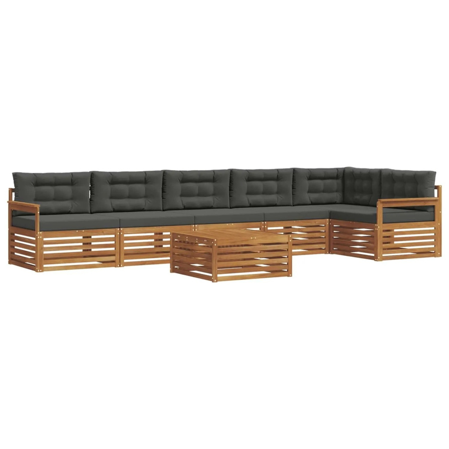 vidaXL Outdoor-Sofagarnitur 7-teilig aus Akazienholz mit Kissen in Natur und Anthrazit - Bild 2