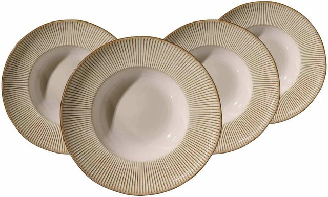 Ritzenhoff & Breker Pastateller Nerano Pasta Bowl aus Porzellan, Beige/Weiß, 4er Set, Durchmesser: 30,5 cm - Bild 1
