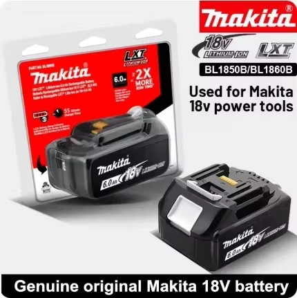 Makita BL1860 wiederaufladbarer 18V 6Ah Lithium-Ionen-Akku in Schwarz für LXT 400 Serie - Bild 2