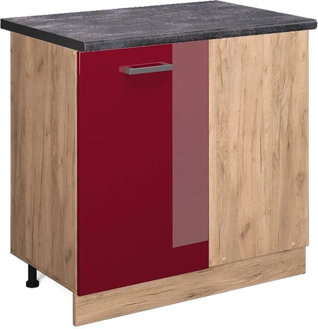 Vicco R-Line Eckunterschrank für die Küche in Anthrazit und Eiche Hochglanz mit Goldakzenten, Höhe: 86 cm, Breite: 60 cm, Tiefe: 81,6 cm - Bild 1