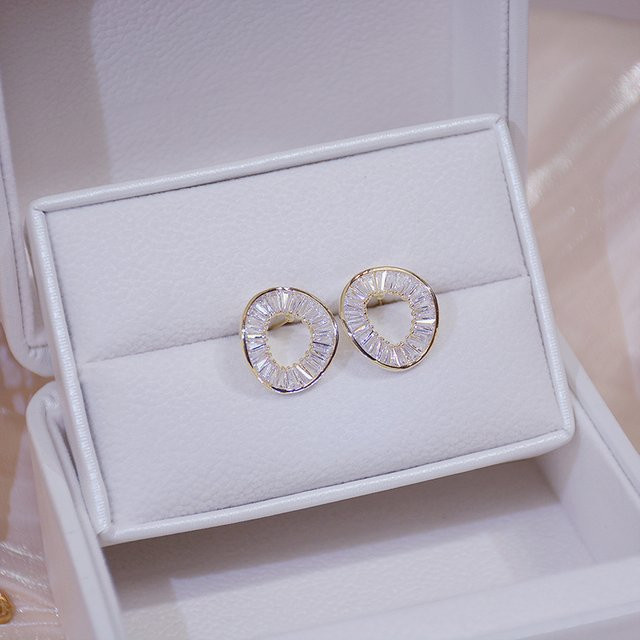 Huitan Ohrstecker Piercing, Zirkonia, Gold, Damen - Bild 1