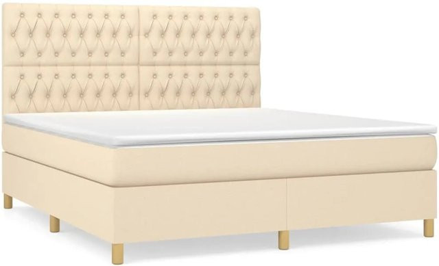 vidaXL Boxspringbett mit Matratze Hybrid-Design in Beige, B/T/H: 180 x 200 x 128 cm - Bild 1