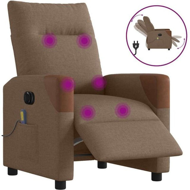 Vidaxl Elektrischer Massagesessel als Relaxsessel aus braunem Stoff - Bild 1