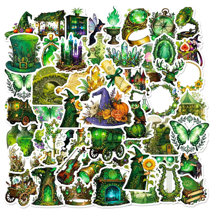 Rspctou Magische Grüne Waldhexen-Aufkleber, 10-teiliges Set - Bild 2