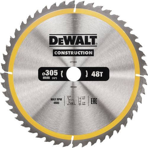 DeWalt Kreissägeblatt DT1959-QZ für stationäre Sägen, Durchmesser: 305 mm, 48 Zähne, Farbe: Silber - Bild 1