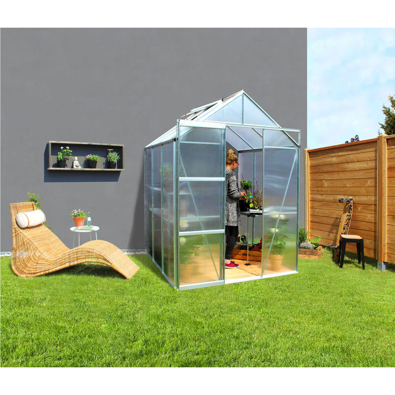 Vitavia Gewächshaus Flora 3800 Anlehnmodell in Silber mit Polycarbonat-Verglasung und Aluminiumrahmen - Bild 3
