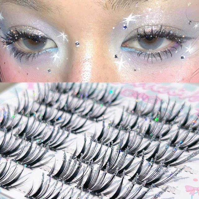 Mixiaohe Selbstklebende Diamant-Wimpern Sternendesign, Schimmernd - Bild 1