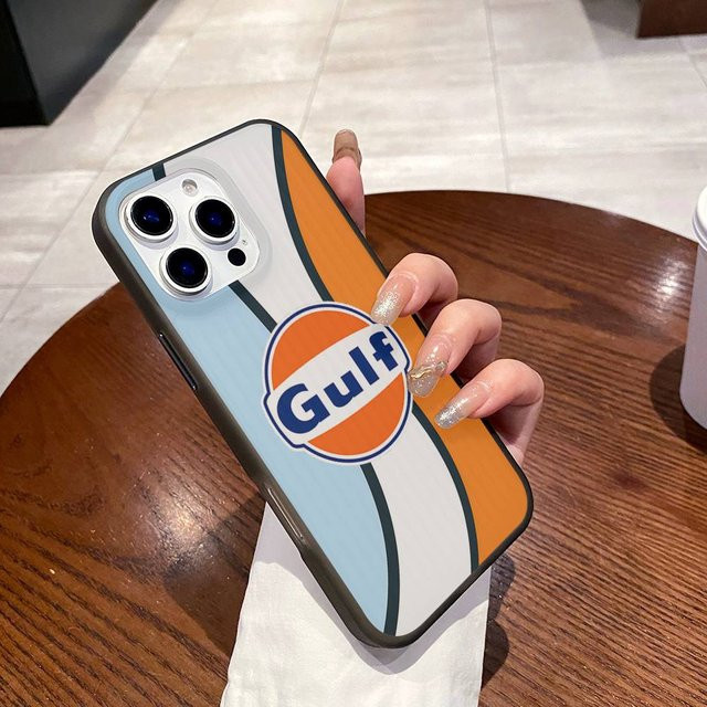 Stoßfeste Handyhülle mit G-Gulfs Rennwagen-Logo für iPhone 13 bis iPhone 17 Pro Max, Multicolor - Bild 1