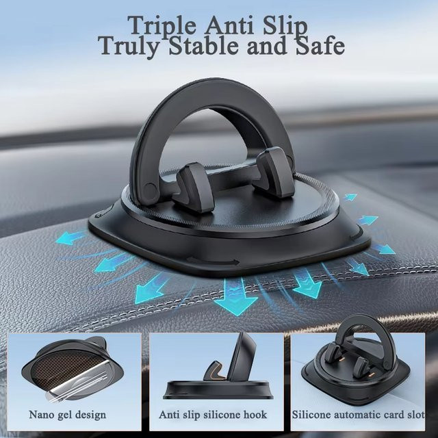 Universeller 360-Grad-Handyhalter für das Auto, drehbarer Armaturenbretthalter in Schwarz - Bild 1