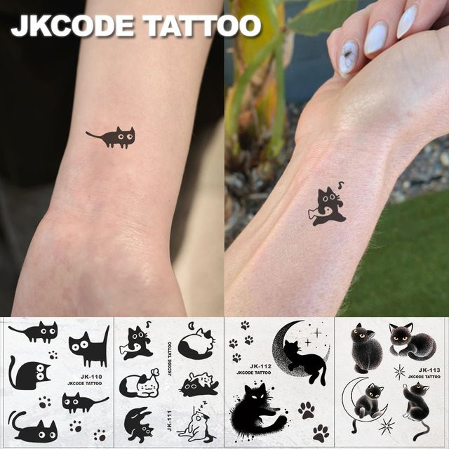 JKCODE TATTOO Handtattoo, schwarze Katze, Damen - Bild 1