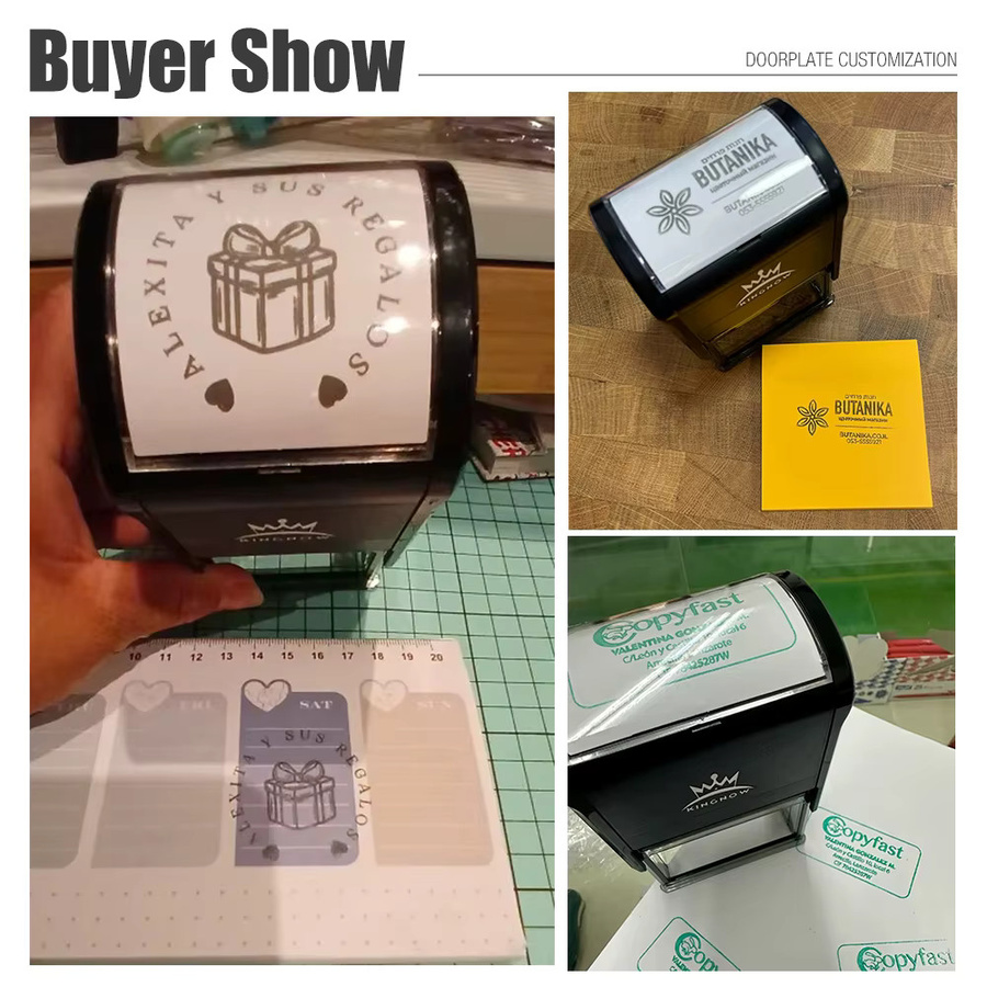 Personalisierter selbstfärbender Stempel mit individuellem Logo in Orange und Schwarz aus Kunststoff - Bild 5