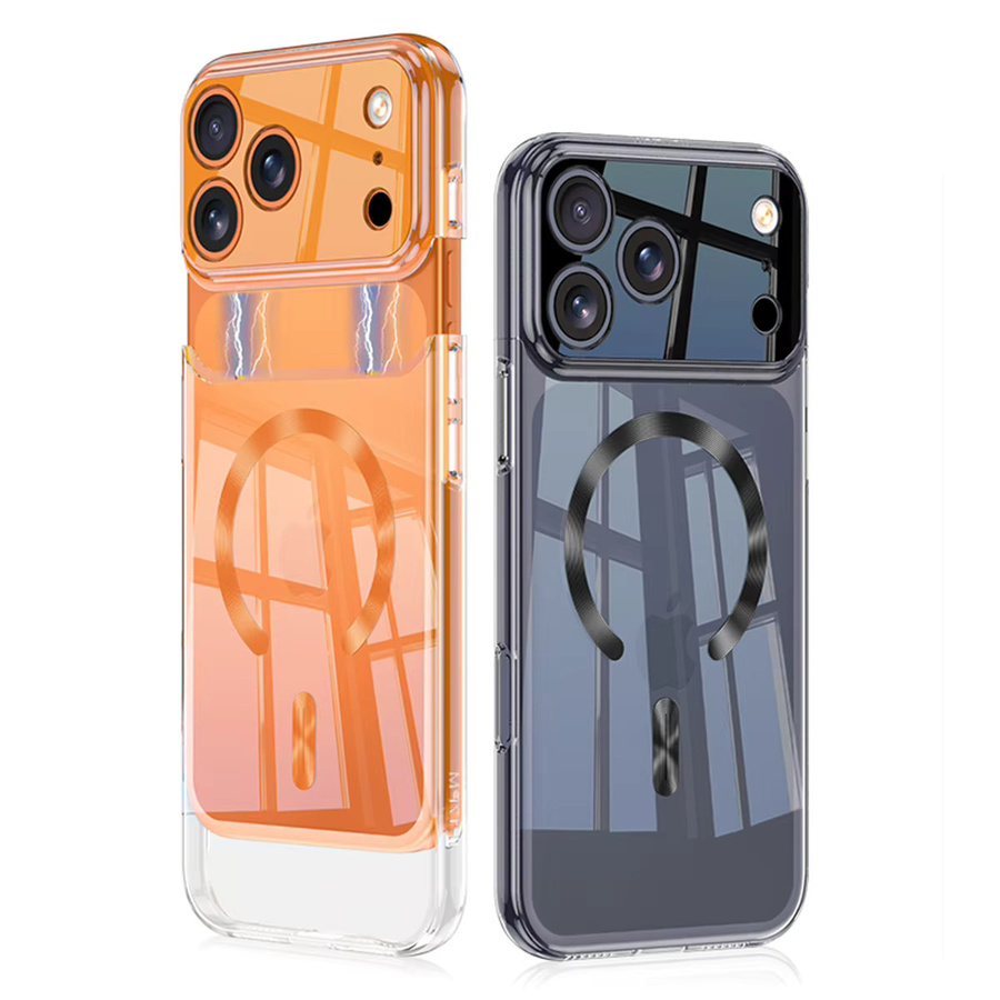 Transparente MagSafe Handyhülle für Apple iPhone 17 Pro Max und iPhone 17 Pro mit stoßfester Hartschale in Silber - Bild 2