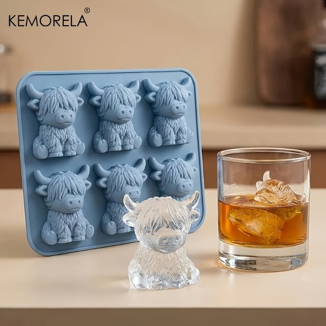 KEMORELA Eiswürfelform in Kuhform aus Silikon, Blau, Rechteckig - Bild 1