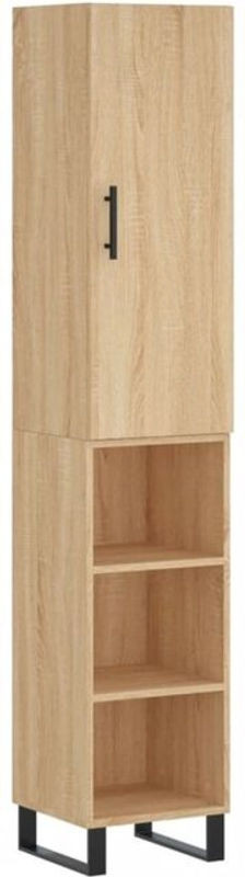 Vidaxl Highboard Sonoma-Eiche in Braun aus Holzwerkstoff und Metall mit Drehtüren, B/T/H: 34,5 x 34 x 180 cm - Bild 1