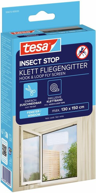 tesa Insect Stop Klett-Fliegengitter für Fenster in Weiß, B: 150 cm, H: 130 cm - Bild 3