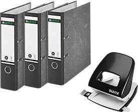Leitz Ordner 1080 Set mit 20 Stück und Leitz NeXXt Serie 5008 Locher, A4, Breite: 80 mm, Farben: Schwarz, Rot, Blau - Bild 1