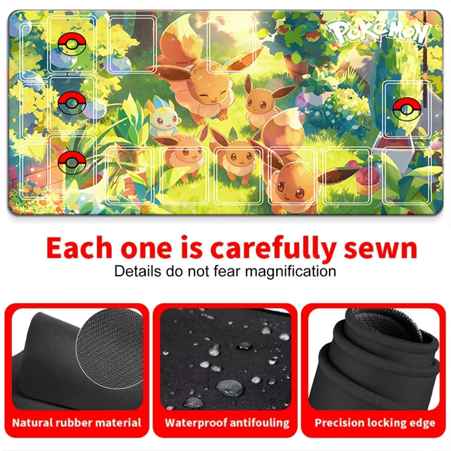 Potdemiel Gaming-Mauspad Pokemon Evoli Familie Wald-Szene, rutschfeste Anime Schreibtischunterlage in Multicolour - Bild 4