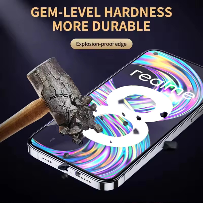 3er-Set gehärtetes Glas als Displayschutz für Realme 8, 6,4 Zoll, transparent, 9H Härte und Fingerabdruck-Entsperrung kompatibel - Bild 4